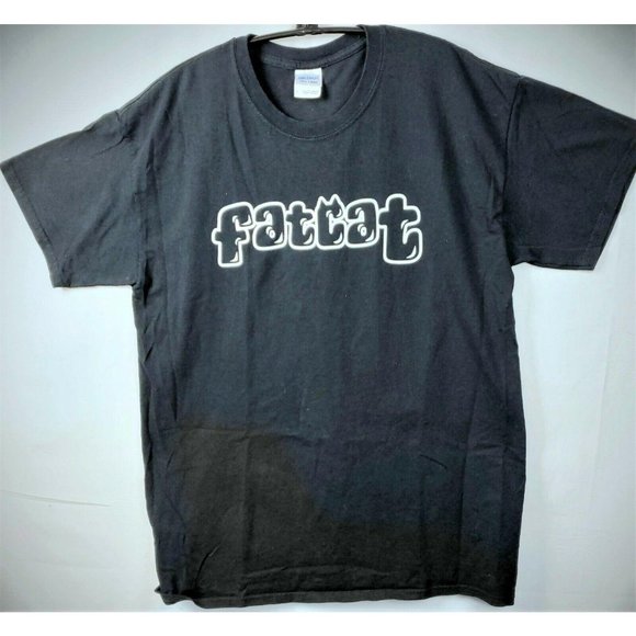 FatCat Black T shirt Large w/ Teamcat 6 silkscreen short sleeve - Picture 1 of 4